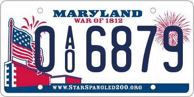 MD license plate 0AO6879