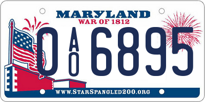 MD license plate 0AO6895