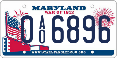 MD license plate 0AO6896