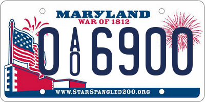 MD license plate 0AO6900