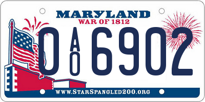 MD license plate 0AO6902