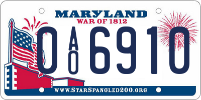 MD license plate 0AO6910