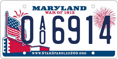 MD license plate 0AO6914
