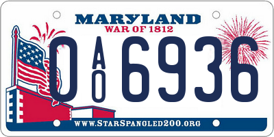 MD license plate 0AO6936