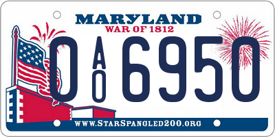 MD license plate 0AO6950