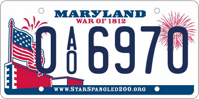 MD license plate 0AO6970