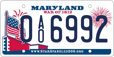 MD license plate 0AO6992