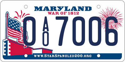 MD license plate 0AO7006