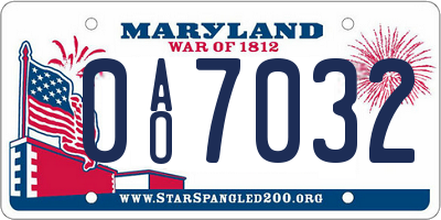 MD license plate 0AO7032