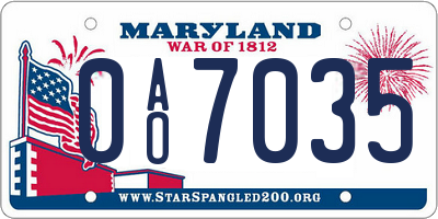 MD license plate 0AO7035