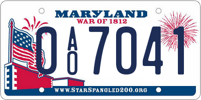 MD license plate 0AO7041