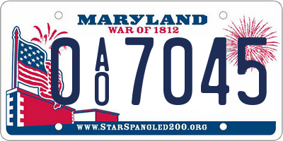 MD license plate 0AO7045