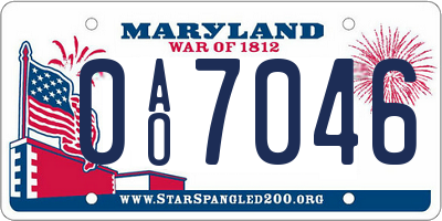 MD license plate 0AO7046
