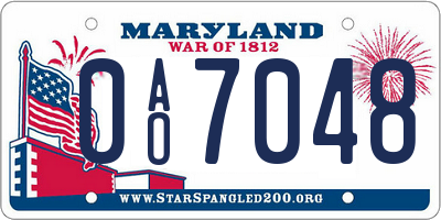MD license plate 0AO7048
