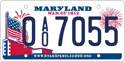MD license plate 0AO7055