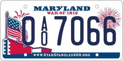 MD license plate 0AO7066