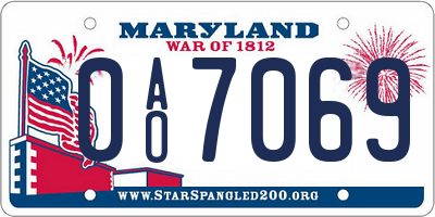MD license plate 0AO7069