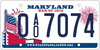 MD license plate 0AO7074