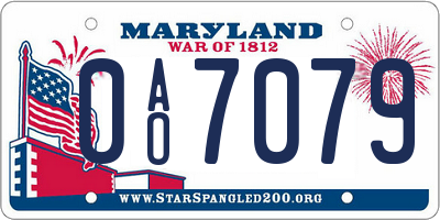 MD license plate 0AO7079