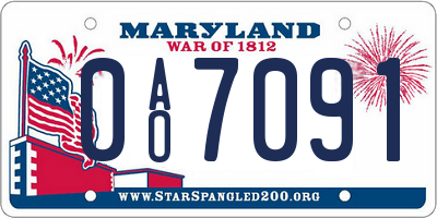 MD license plate 0AO7091