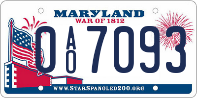 MD license plate 0AO7093