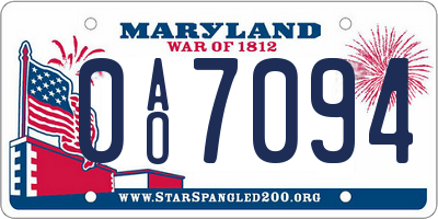 MD license plate 0AO7094