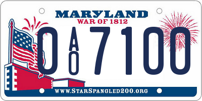 MD license plate 0AO7100