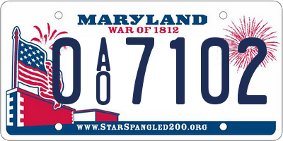 MD license plate 0AO7102