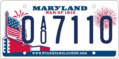 MD license plate 0AO7110