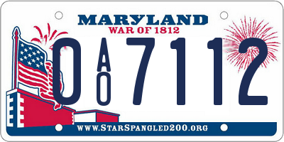 MD license plate 0AO7112