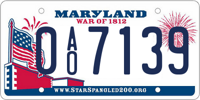 MD license plate 0AO7139