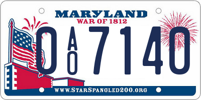 MD license plate 0AO7140