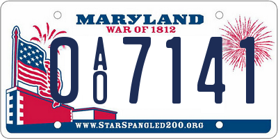 MD license plate 0AO7141