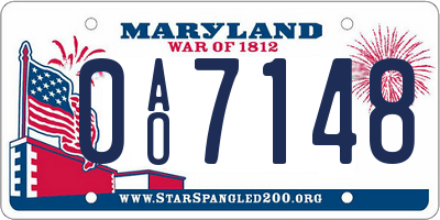 MD license plate 0AO7148
