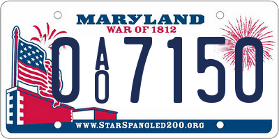 MD license plate 0AO7150