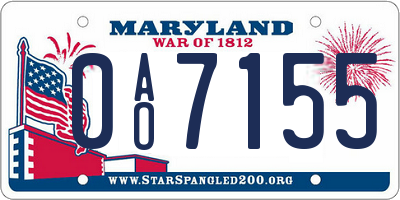 MD license plate 0AO7155