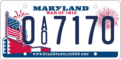 MD license plate 0AO7170