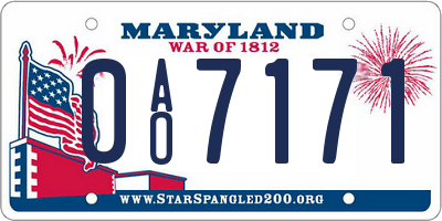 MD license plate 0AO7171