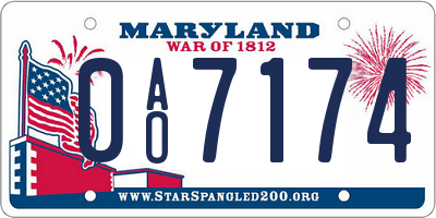 MD license plate 0AO7174