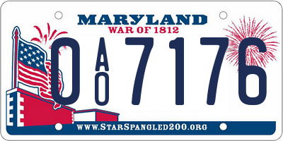 MD license plate 0AO7176