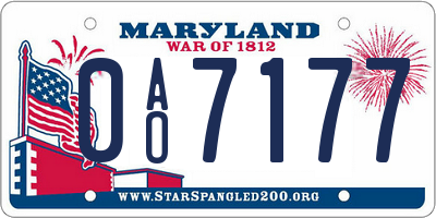 MD license plate 0AO7177