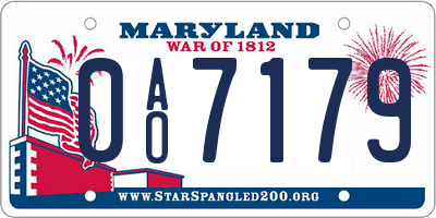 MD license plate 0AO7179