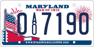 MD license plate 0AO7190