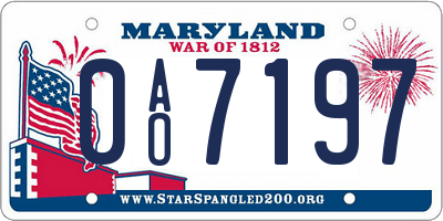 MD license plate 0AO7197