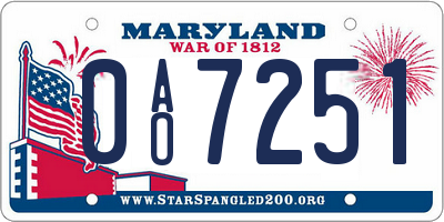 MD license plate 0AO7251