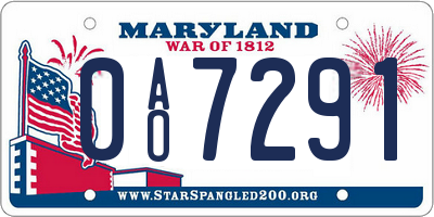 MD license plate 0AO7291
