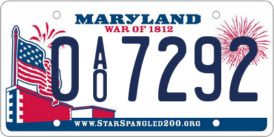 MD license plate 0AO7292