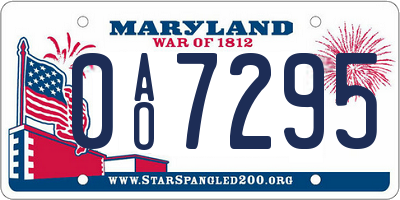 MD license plate 0AO7295