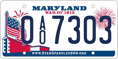 MD license plate 0AO7303