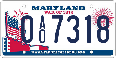 MD license plate 0AO7318